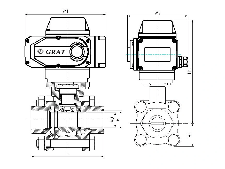 2 Way 3 PC Clamp Connection Elektryczny zawór kuli ze stali nierdzewnej 1
